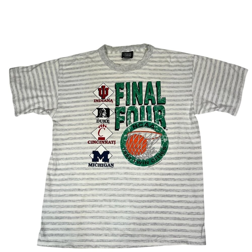 Vintage Print A-Shirt 1992 NCAA Final Four Win Cities Striped T-Shirt Size XL - Picture 2 of 11